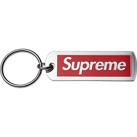 Supreme Metal Tag Keychain Red