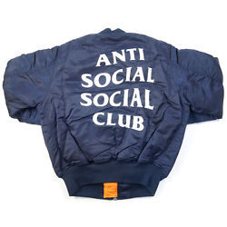 Anti Social Social Club x ALPHA INDUSTRIES FEEL U 4 ME MA1 JACKET NAVY 