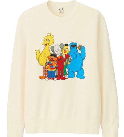 KAWS x Sesame Street Friends Group Sweatshirt Crew Off White