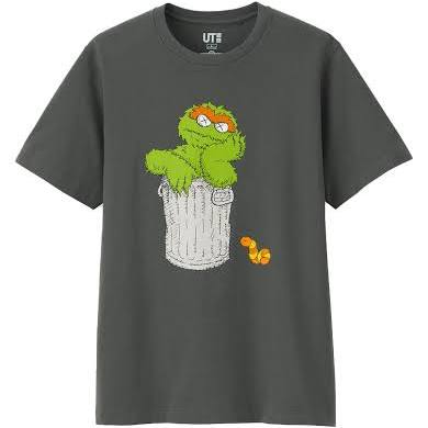 KAWS x Sesame Street Oscar The Grouch Tee Gray