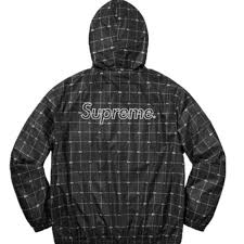 Supreme lacoste reflective grid nylon anorak black Clearance