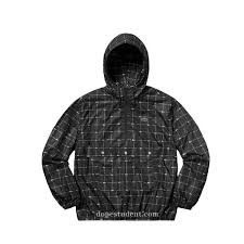 Supreme Lacoste Reflective Grid Nylon Anorak Jacket Black
